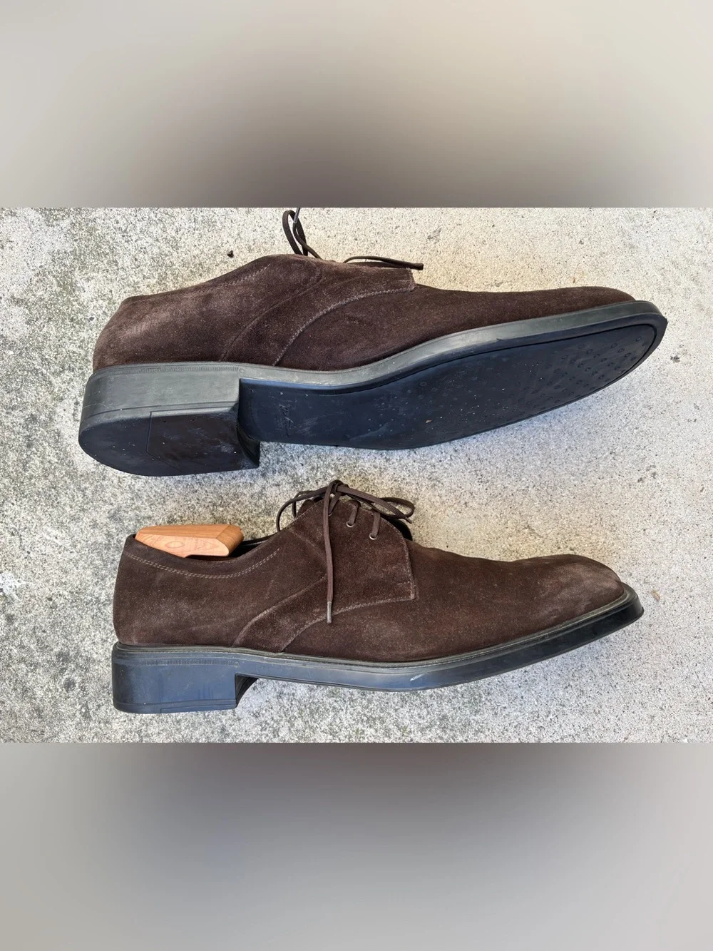 Salvatore Ferragamo Brown Suede Derby Dress Shoes - Men's 12 Made In Italy